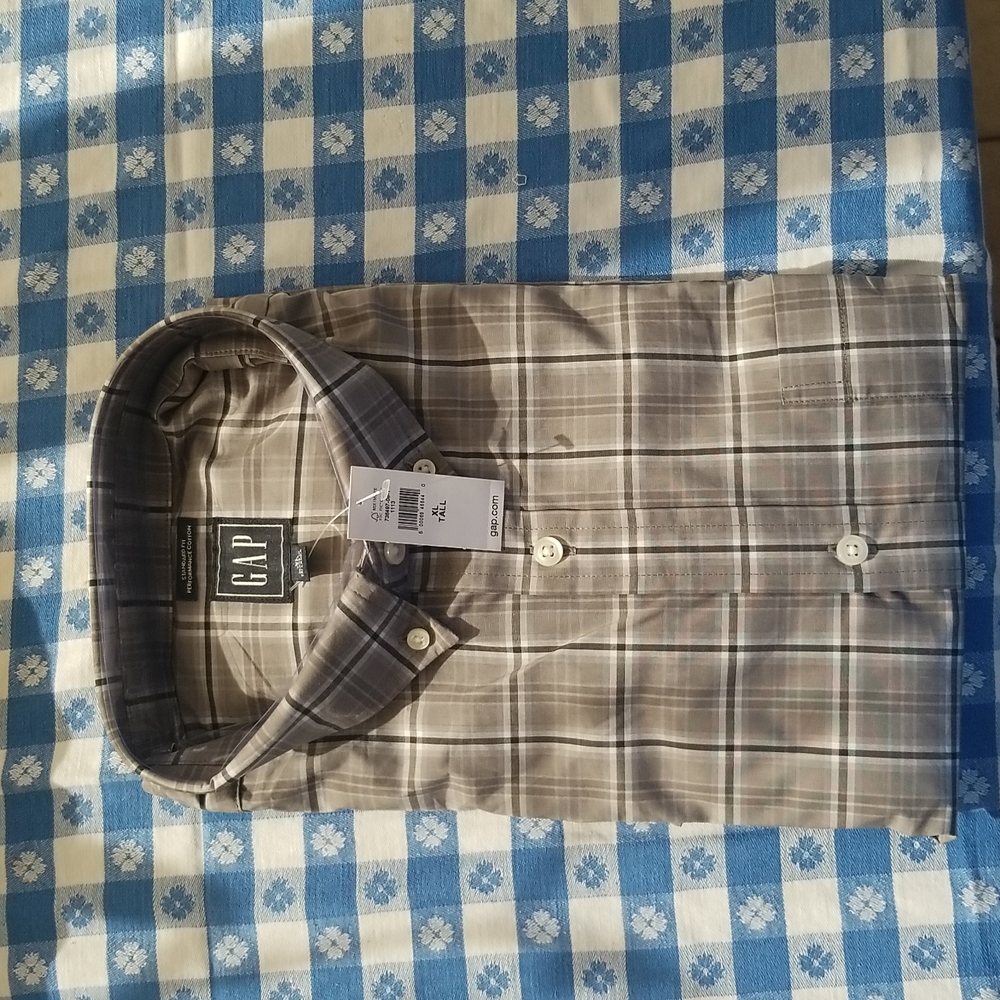 GAP X Large Tall Long Sleeve Button Up, Gray, Black, White. Brand New